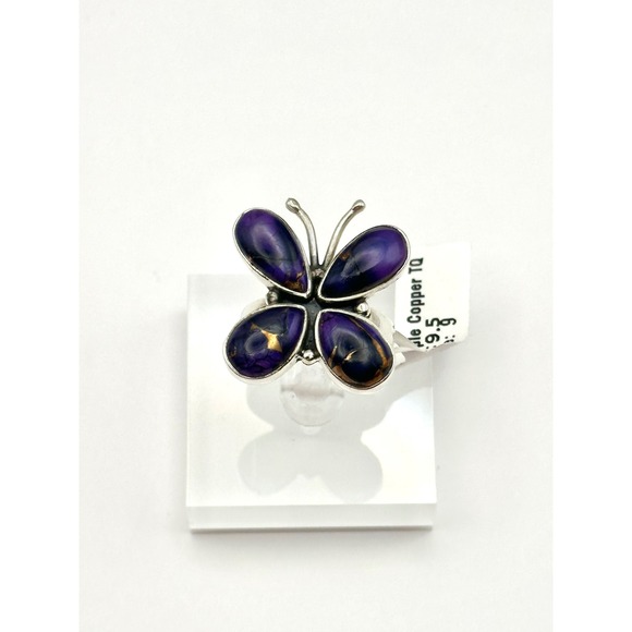 Purple Dahlia Kingman Turquoise Butterfly Sterling Silver Handmade Ring‎ Size 9